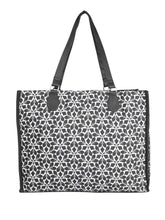 PRIMROSE Floral Pattern Tote Bag, Black and White Print, Double Handle, Large Capacity Shopping Handbag
